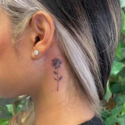 Rose Tattoo Behind Ear.
