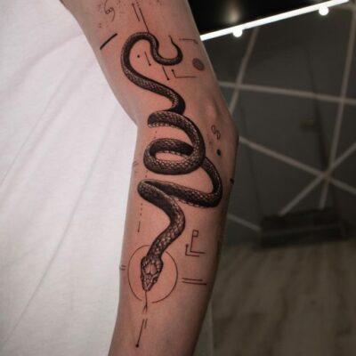 Geometric snake tattoos