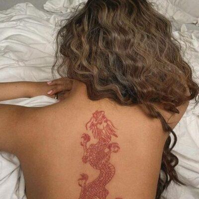 Red dragon tattoo back